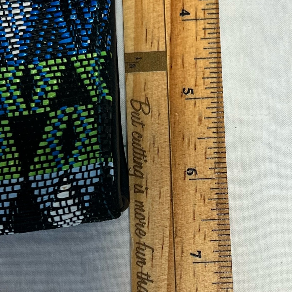 Woven‎ Clutch Bag Wristlet Blue/Green/Black Geometric Abstract Pattern - Picture 15 of 15